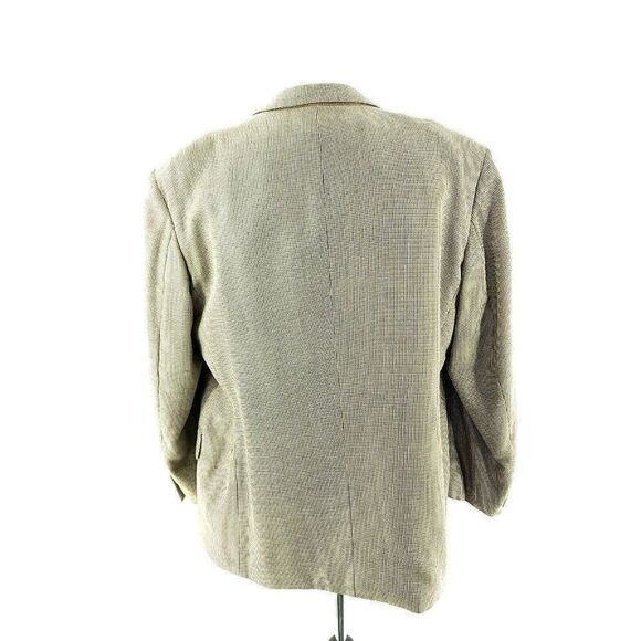Adolfo Silk Wool 3 Button Sport Coat 44R Black Tan Nailshead Check - Picture 5 of 12